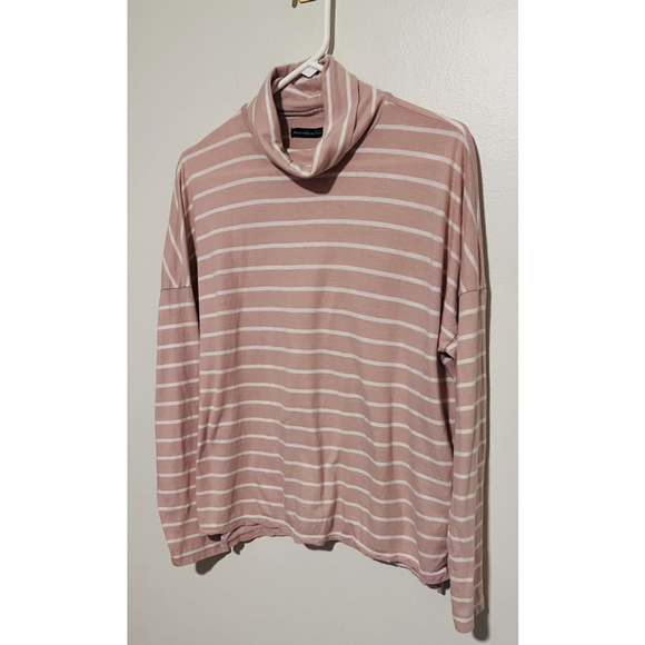 Abercrombie & Fitch A&F Turtleneck Women’s XL Pink White Striped Knit Top - Picture 2 of 3